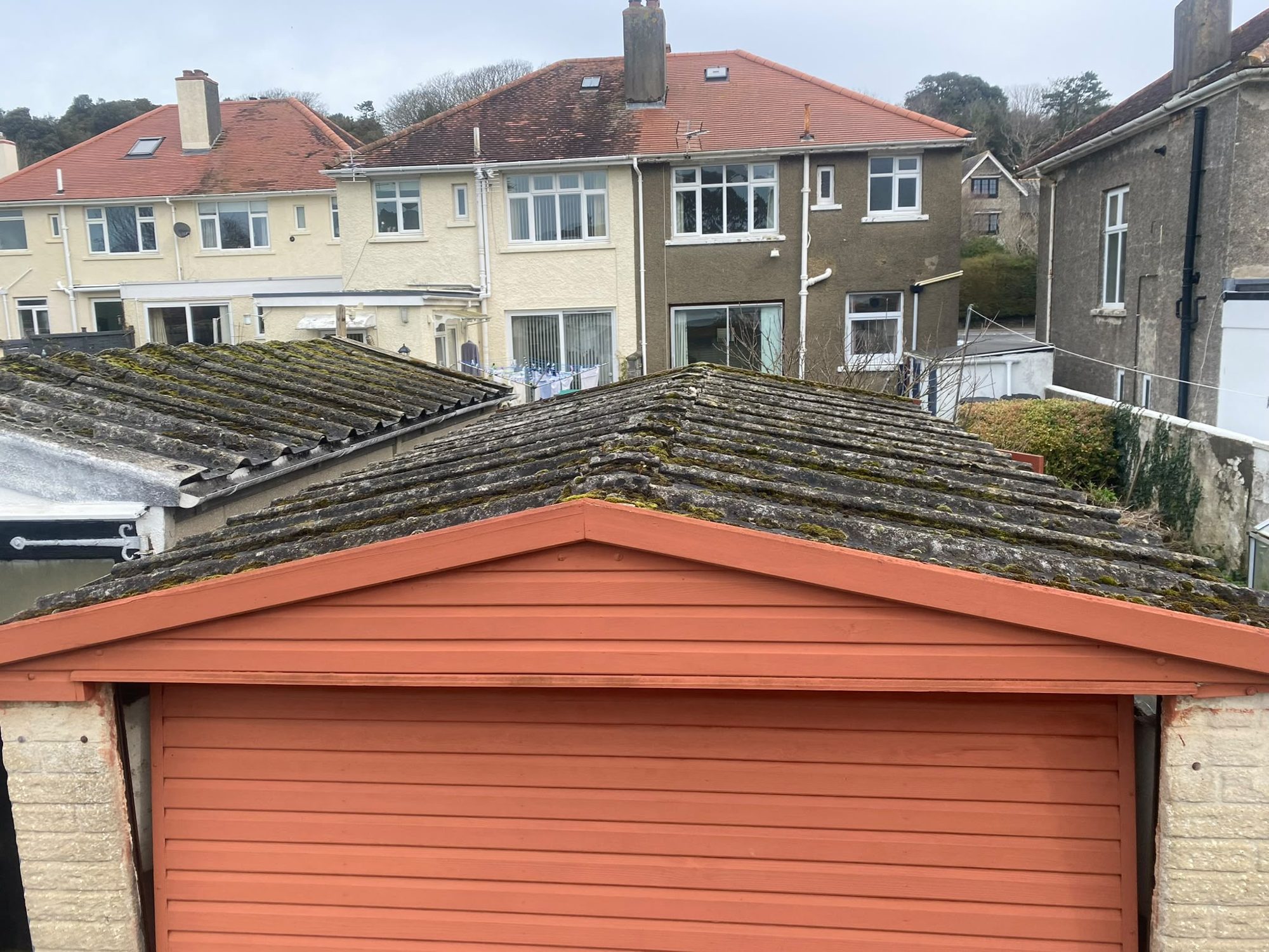 Before asbestos cement garage roof removal in North Wales